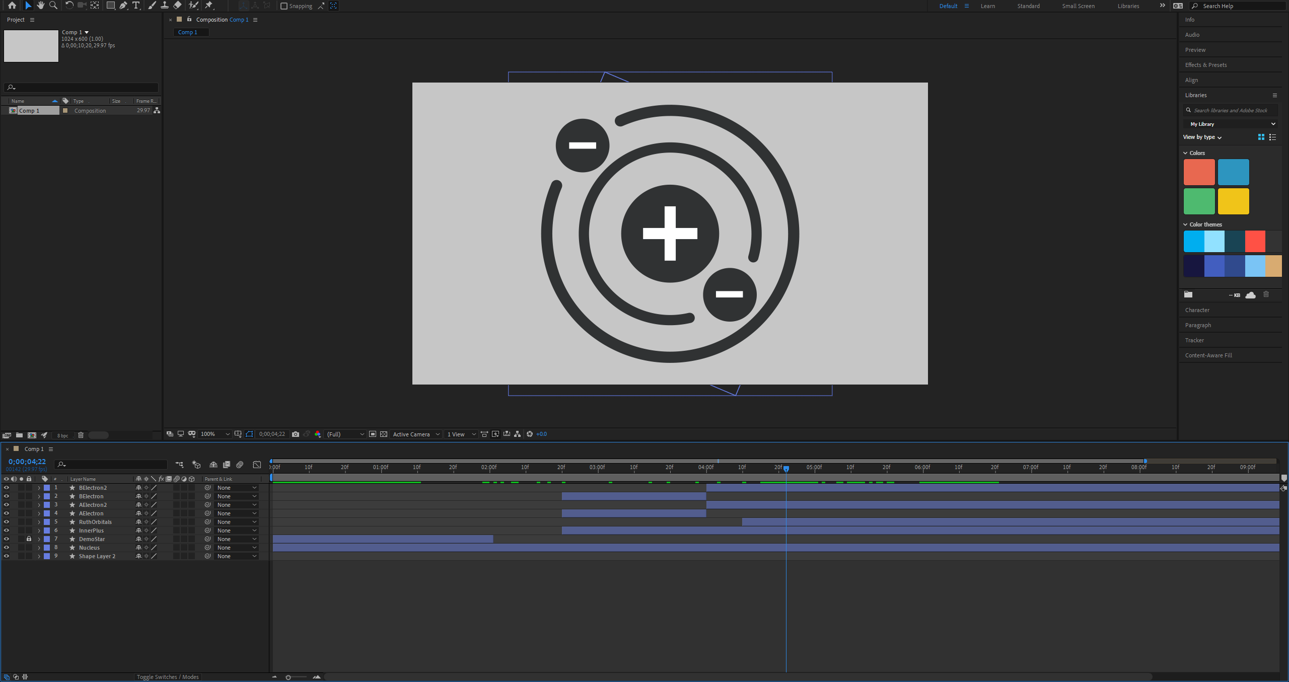 An animation of the atomic model in production