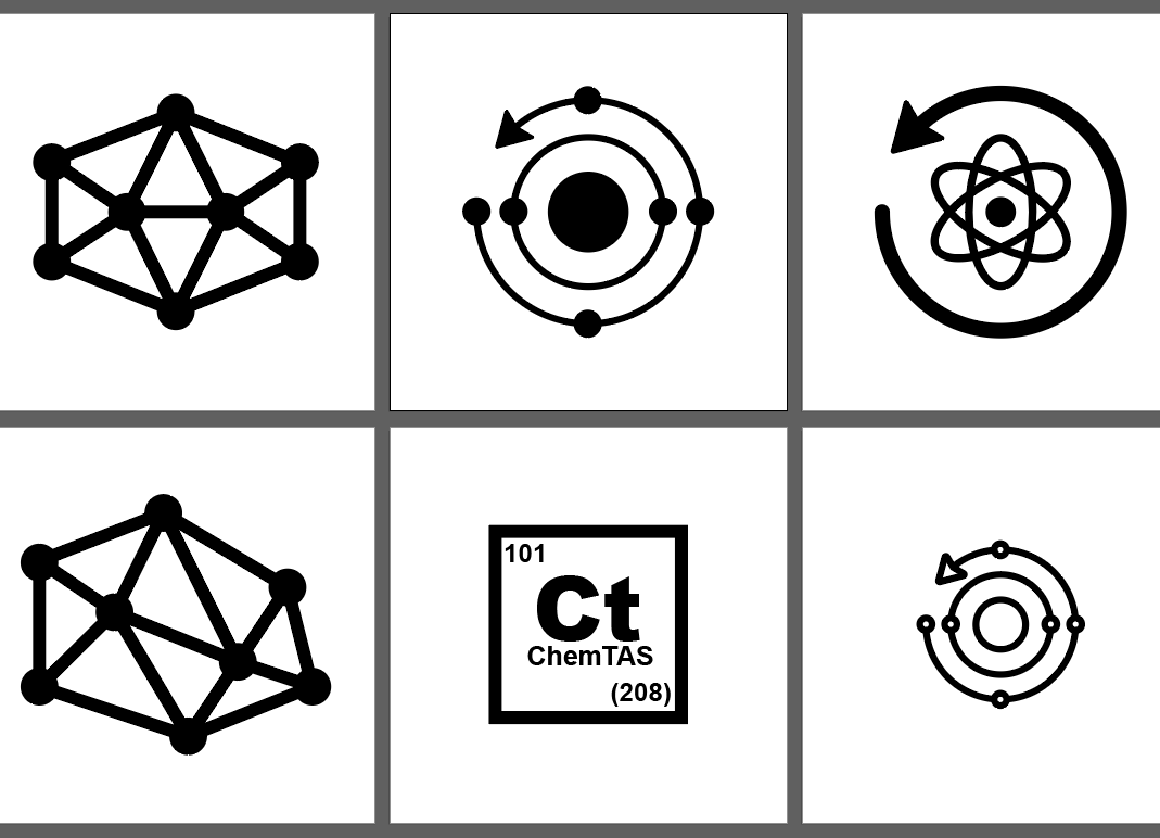 A selection of ChemTAS logo sketchwork in Adobe Illustrator