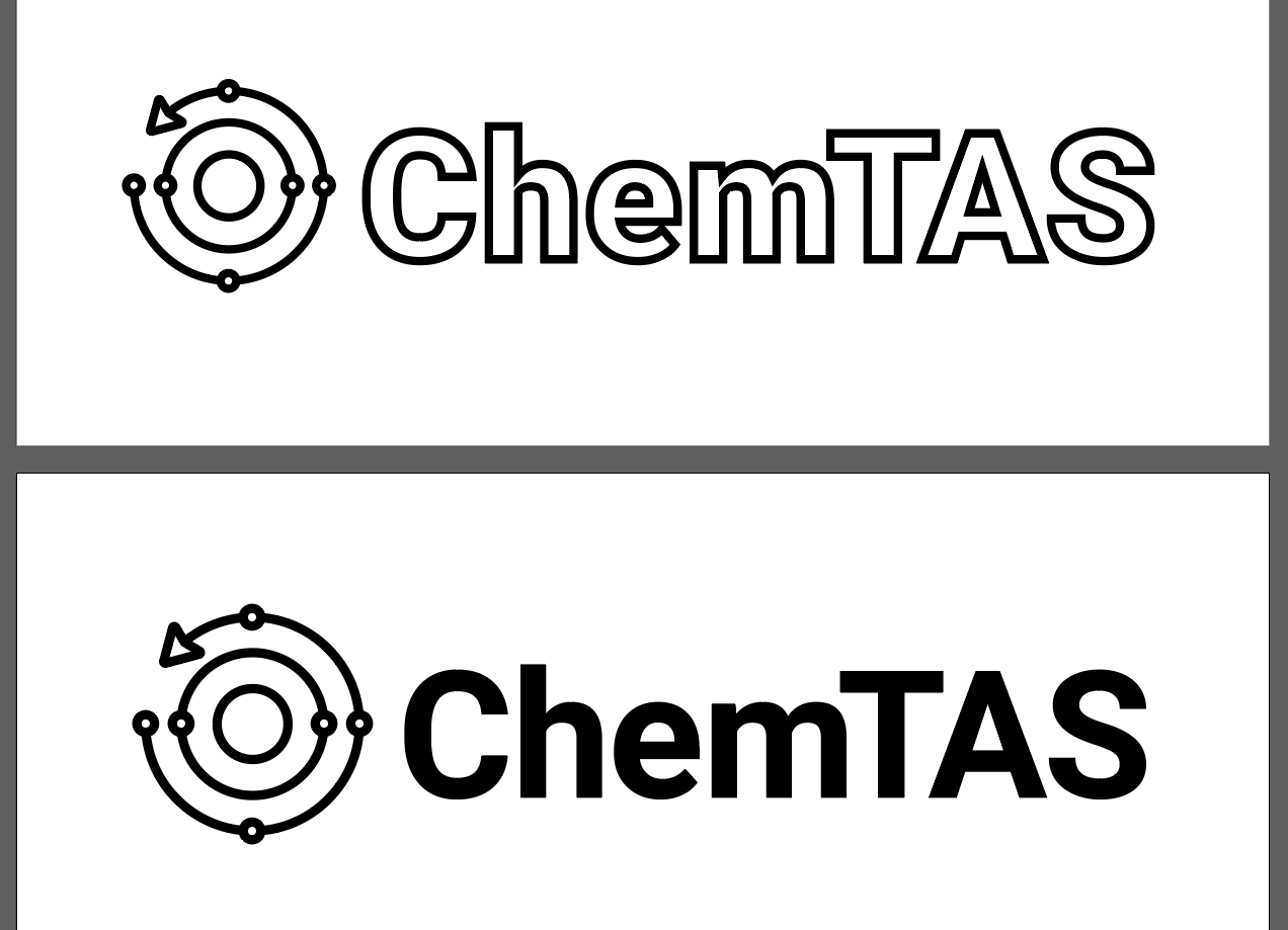 2 ChemTAS logos, one with a thich stroke around the text, and one without